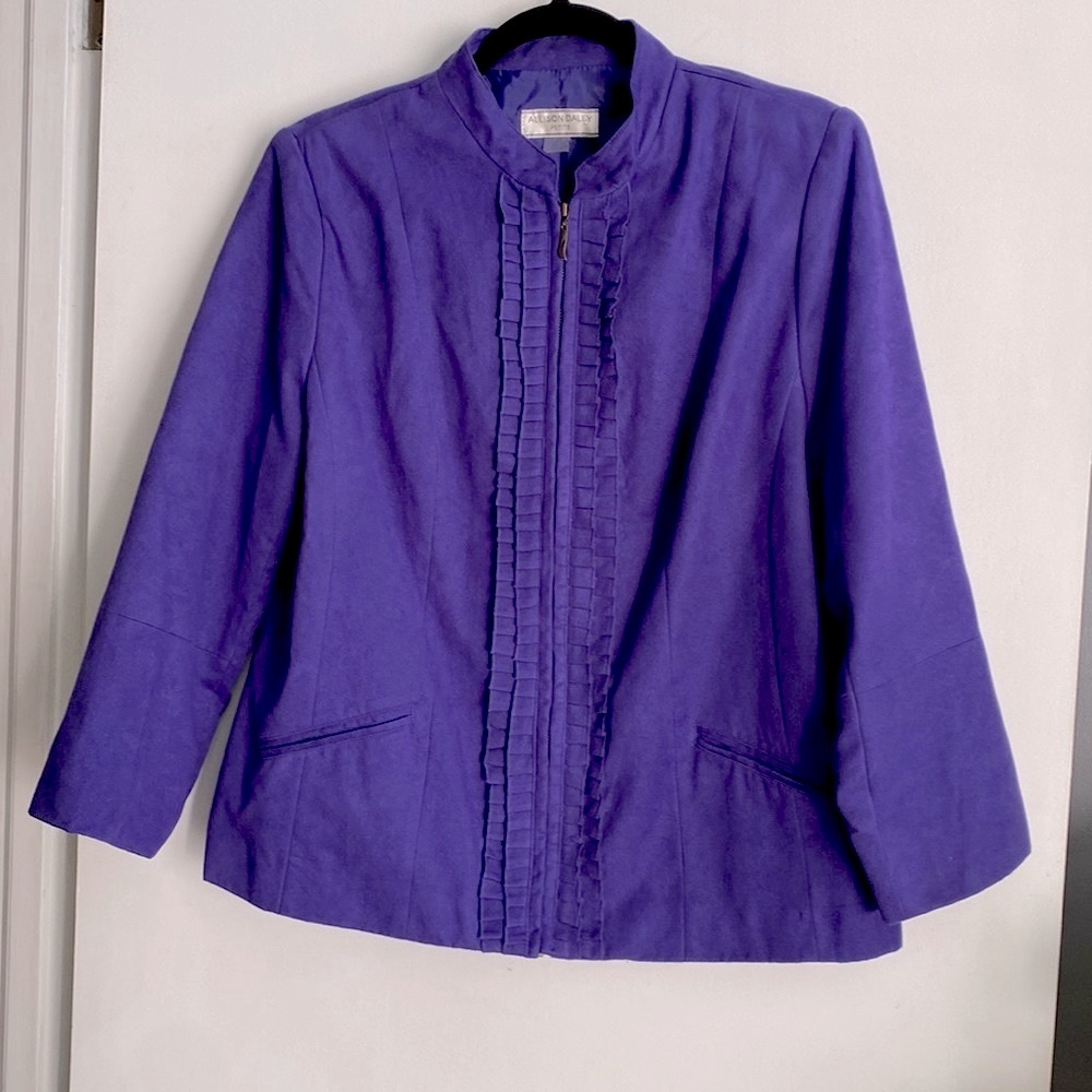 ALLISON DALEY Purple Suede Zip Up Jacket Blazer!!! Size 12P